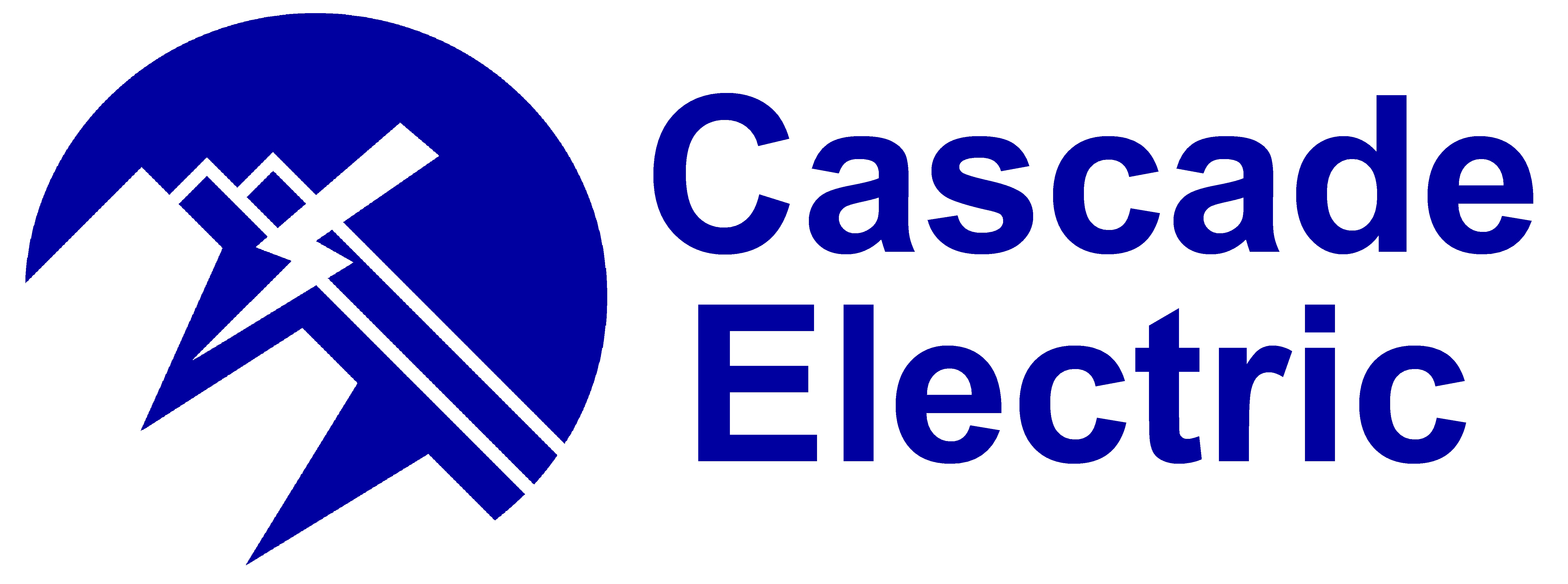 Cascade Electric logo of a lightning bolt over 3 blue mountains