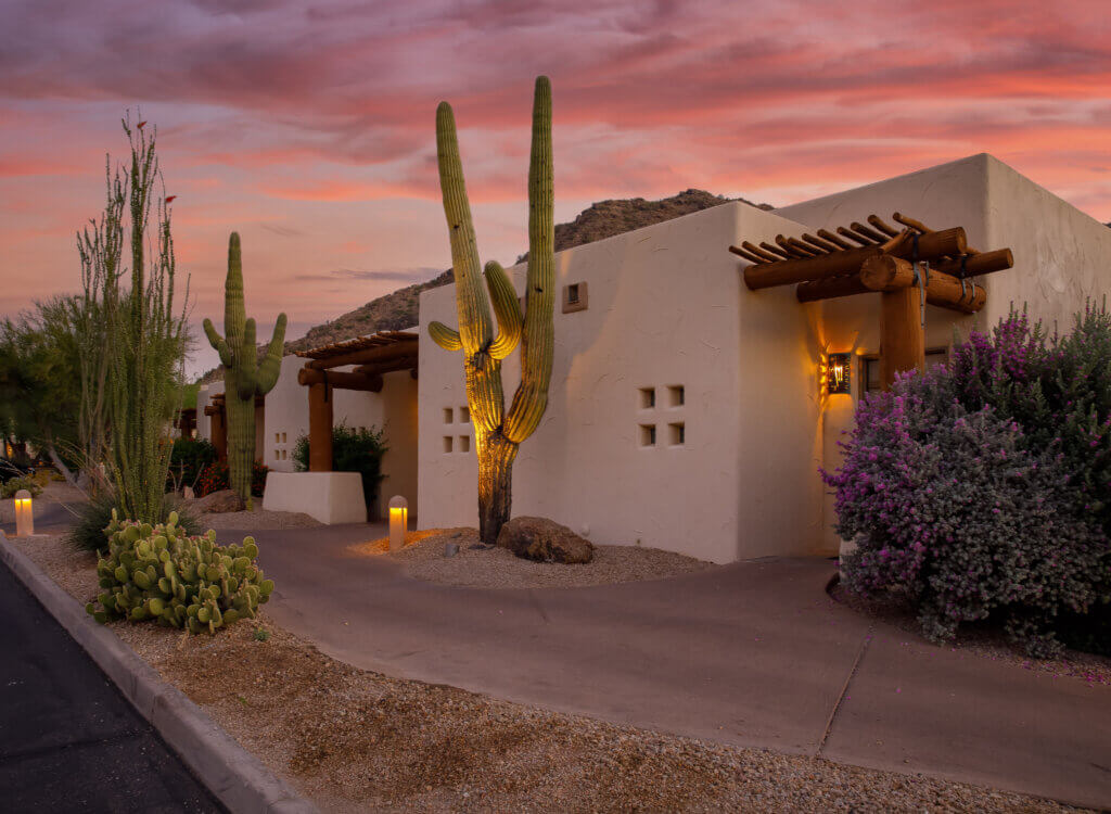 A home in Arizona with outdoor lighting